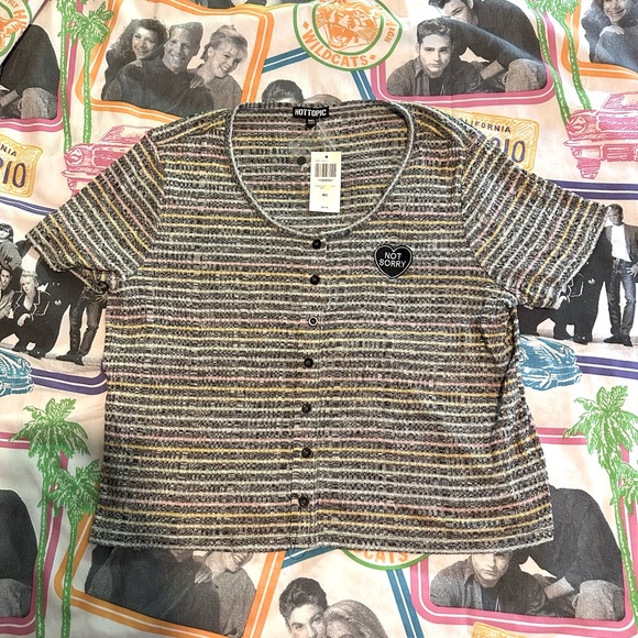 Hot Topic Not Sorry 90s aesthetic NWT button up crop - Picture 1 of 4